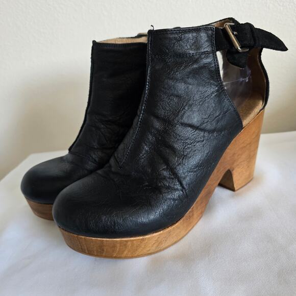 Free People Amber Orchard Clog Black Leather Suede Size 40 US 9.5 Booty Sandals - Picture 4 of 9
